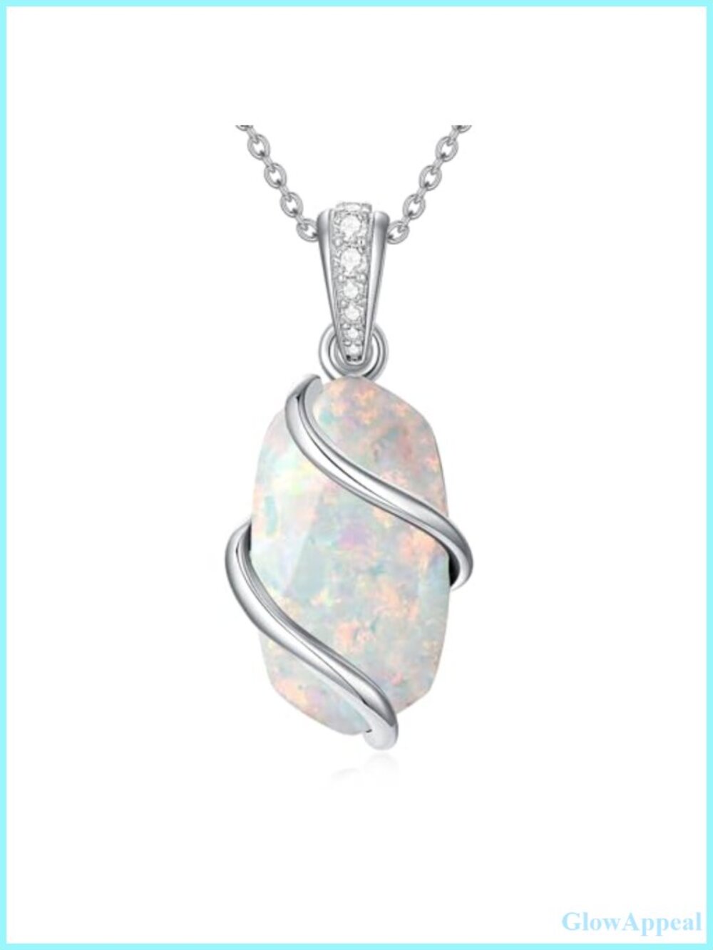 Sterling Silver Opal Pendant Necklace Dainty Gemstone Jewelry Gift